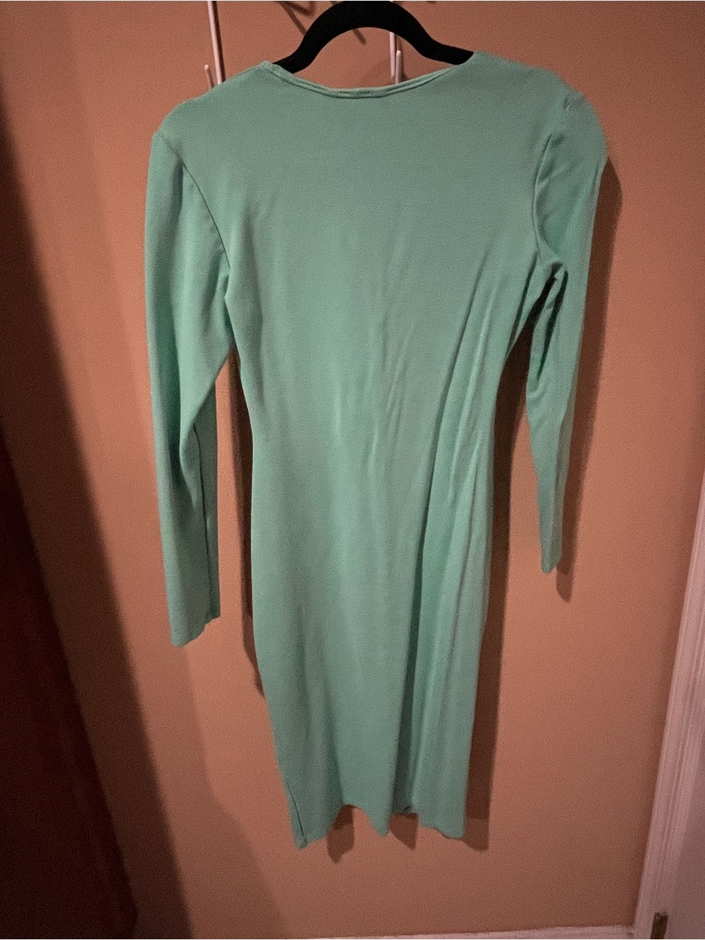 Mint V-Neck Long Sleeve Ponte Dress - Picture 2 of 2